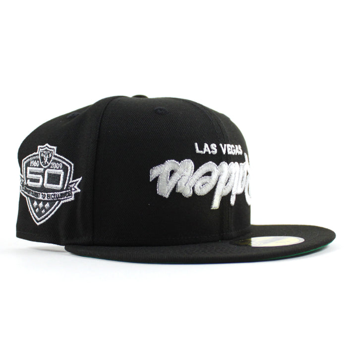 Las Vegas Raiders 50TH Anniversary New Era 59Fifty Fitted Hat (Black Green Under Brim)