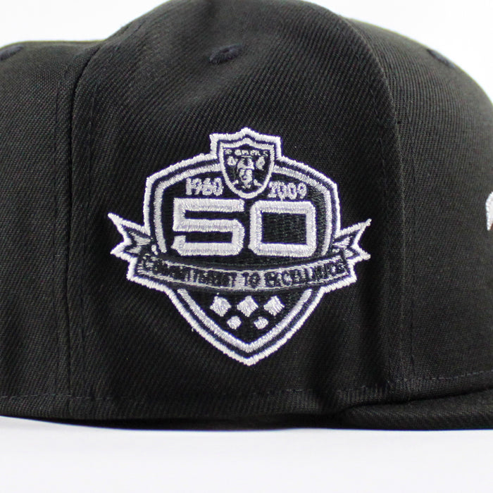 Las Vegas Raiders 50TH Anniversary New Era 59Fifty Fitted Hat (Black Green Under Brim)