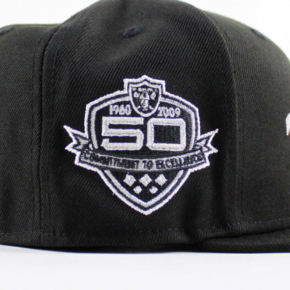 Las Vegas Raiders 50TH Anniversary New Era 59Fifty Fitted Hat (Black Green Under Brim)