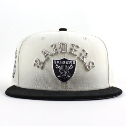 Las Vegas Raiders 60TH Anniversary New Era 59Fifty Fitted Hat V2 (Chrome White Corduroy Gray Under Brim)