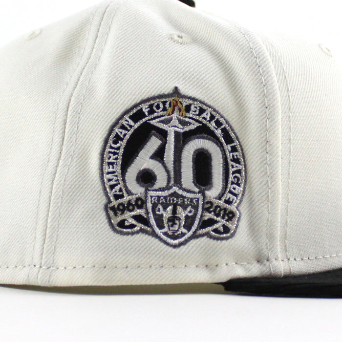 Las Vegas Raiders 60TH Anniversary New Era 59Fifty Fitted Hat V2 (Chrome White Corduroy Gray Under Brim)
