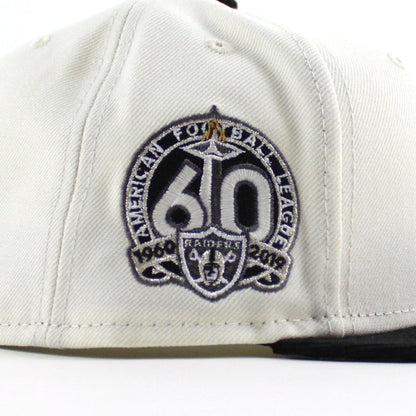 Las Vegas Raiders 60TH Anniversary New Era 59Fifty Fitted Hat V2 (Chrome White Corduroy Gray Under Brim)