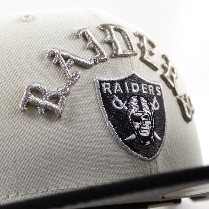 Las Vegas Raiders 60TH Anniversary New Era 59Fifty Fitted Hat V2 (Chrome White Corduroy Gray Under Brim)