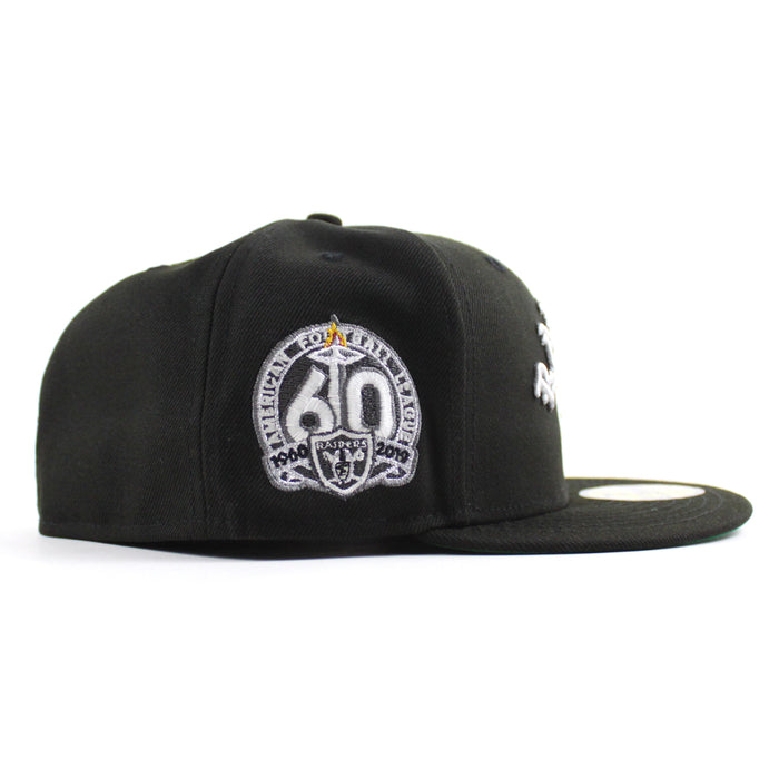 Las Vegas Raiders American FootBall League 60th Anniversary New Era 59Fifty Fitted Hat (Black Green Under Brim)