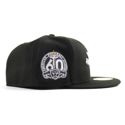 Las Vegas Raiders American FootBall League 60th Anniversary New Era 59Fifty Fitted Hat (Black Green Under Brim)