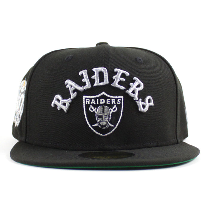 Las Vegas Raiders American FootBall League 60th Anniversary New Era 59Fifty Fitted Hat (Black Green Under Brim)