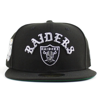 Las Vegas Raiders American FootBall League 60th Anniversary New Era 59Fifty Fitted Hat (Black Green Under Brim)