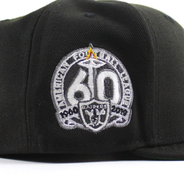 Las Vegas Raiders American FootBall League 60th Anniversary New Era 59Fifty Fitted Hat (Black Green Under Brim)