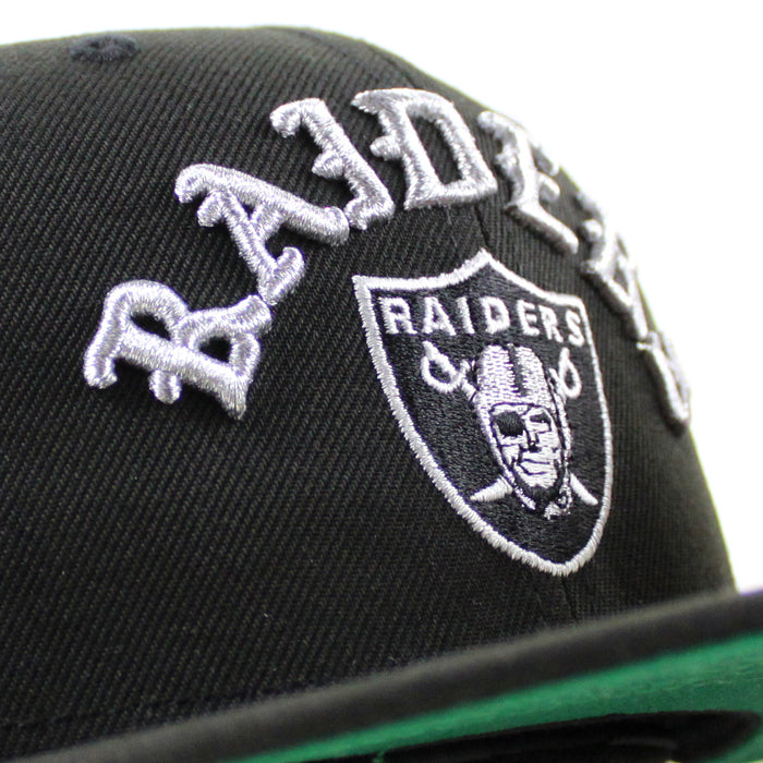 Las Vegas Raiders American FootBall League 60th Anniversary New Era 59Fifty Fitted Hat (Black Green Under Brim)