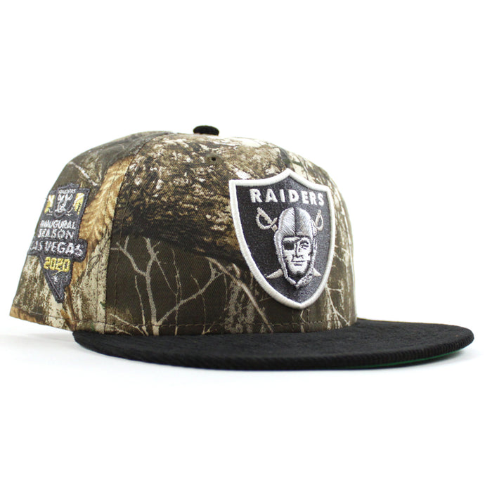 Las Vegas Raiders Inaugural Season 2020 New Era 59Fifty Fitted Hat (RealTree Black Green Under Brim)