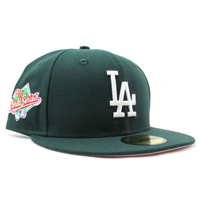 Los Angeles Dodgers 1988 World Series New Era 59Fifty Fitted Hat V2 (Dark Green Pink Under Brim)