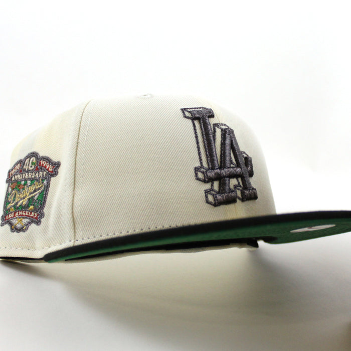 Los Angeles Dodgers 40th Anniversary New Era 59Fifty Fitted Hat (Chrome White Black Kelly Green Under Brim)