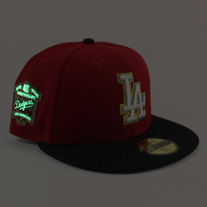 Los Angeles Dodgers 40th Anniversary New Era 59Fifty Fitted Hat (Scarlet Black Gray Under Brim)