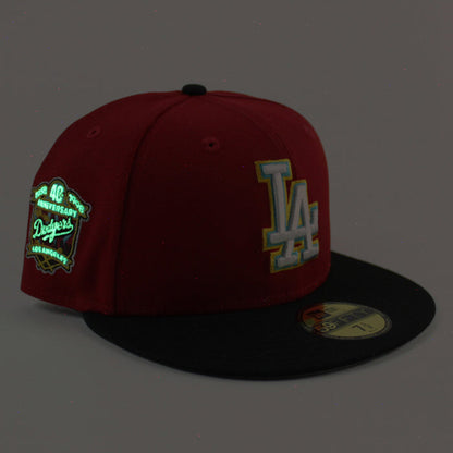 Los Angeles Dodgers 40th Anniversary New Era 59Fifty Fitted Hat (Scarlet Black Gray Under Brim)