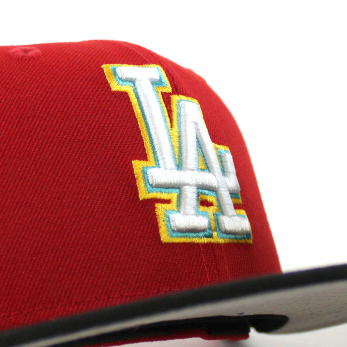 Los Angeles Dodgers 40th Anniversary New Era 59Fifty Fitted Hat (Scarlet Black Gray Under Brim)