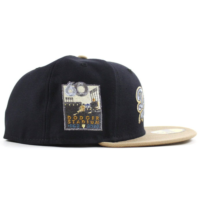 Los Angeles Dodgers 50th Anniversary New Era 59Fifty Fitted Hat (Navy Camel Khaki Under Brim)