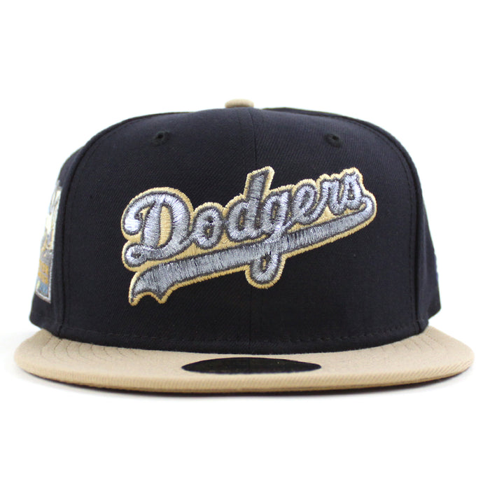 Los Angeles Dodgers 50th Anniversary New Era 59Fifty Fitted Hat (Navy Camel Khaki Under Brim)