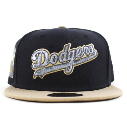 Los Angeles Dodgers 50th Anniversary New Era 59Fifty Fitted Hat (Navy Camel Khaki Under Brim)