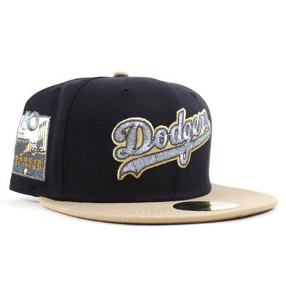 Los Angeles Dodgers 50th Anniversary New Era 59Fifty Fitted Hat (Navy Camel Khaki Under Brim)
