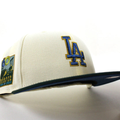 Los Angeles Dodgers 60TH DODGER STADIUM New Era 59Fifty Fitted Hat (CHROME WHITE DK GREEN SEASHORE BLUE Under Brim)