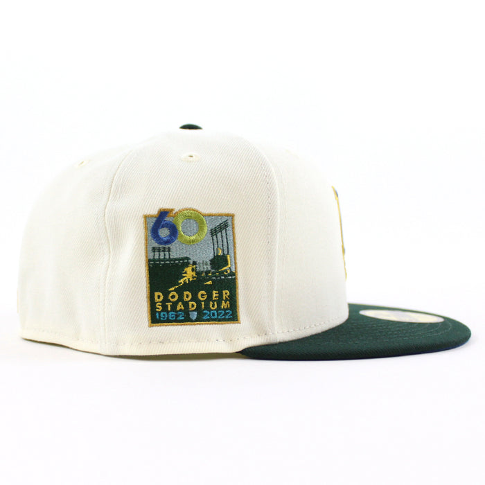 Los Angeles Dodgers 60TH DODGER STADIUM New Era 59Fifty Fitted Hat (CHROME WHITE DK GREEN SEASHORE BLUE Under Brim)