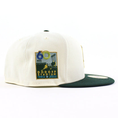 Los Angeles Dodgers 60TH DODGER STADIUM New Era 59Fifty Fitted Hat (CHROME WHITE DK GREEN SEASHORE BLUE Under Brim)