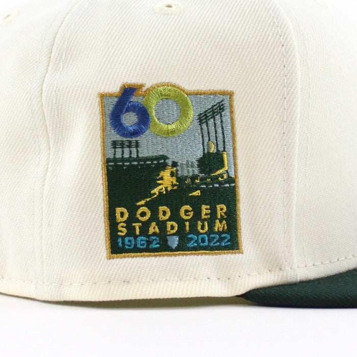 Los Angeles Dodgers 60TH DODGER STADIUM New Era 59Fifty Fitted Hat (CHROME WHITE DK GREEN SEASHORE BLUE Under Brim)