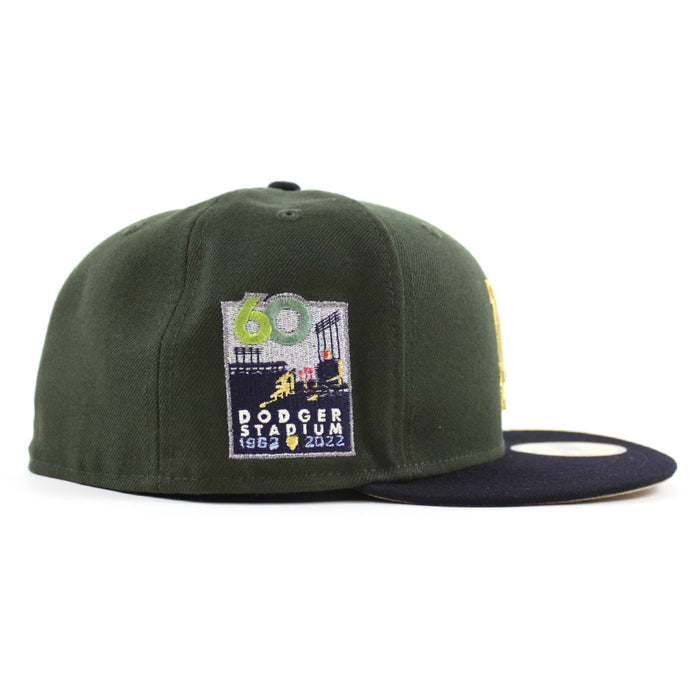 Los Angeles Dodgers 60TH DODGER STADIUM New Era 59Fifty Fitted Hat (Seaweed Navy Camel GRAY Under Brim)