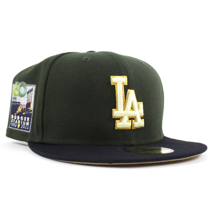 Los Angeles Dodgers 60TH DODGER STADIUM New Era 59Fifty Fitted Hat (Seaweed Navy Camel GRAY Under Brim)