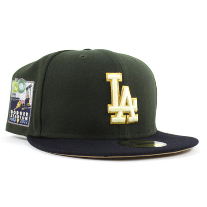 Los Angeles Dodgers 60TH DODGER STADIUM New Era 59Fifty Fitted Hat (Seaweed Navy Camel GRAY Under Brim)