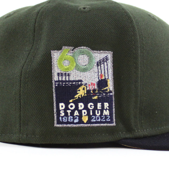 Los Angeles Dodgers 60TH DODGER STADIUM New Era 59Fifty Fitted Hat (Seaweed Navy Camel GRAY Under Brim)