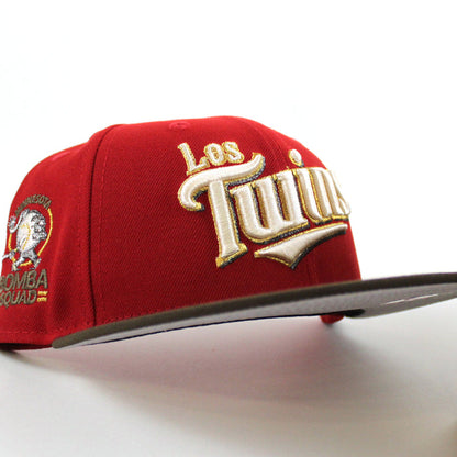 Los Twins Minnesota Twins Bomba Squad New Era 59Fifty Fitted Hat (Scarlet Red Walnut and Gray Under Brim)