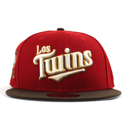 Los Twins Minnesota Twins Bomba Squad New Era 59Fifty Fitted Hat (Scarlet Red Walnut and Gray Under Brim)