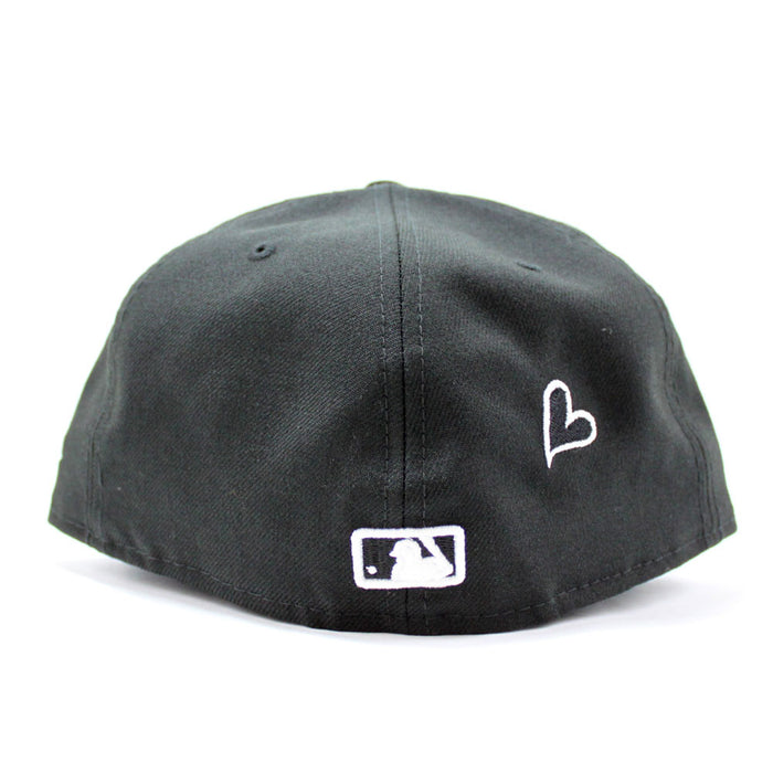 Love Los Angeles Dodgers New Era Fitted 59Fifty Hat (Black Sky Blue Under Brim)