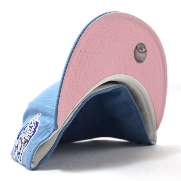 Love New York Yankees 1998 World Series New Era 59Fifty Fitted Hat (Glow in the Dark Sky Blue Pink Under Brim)
