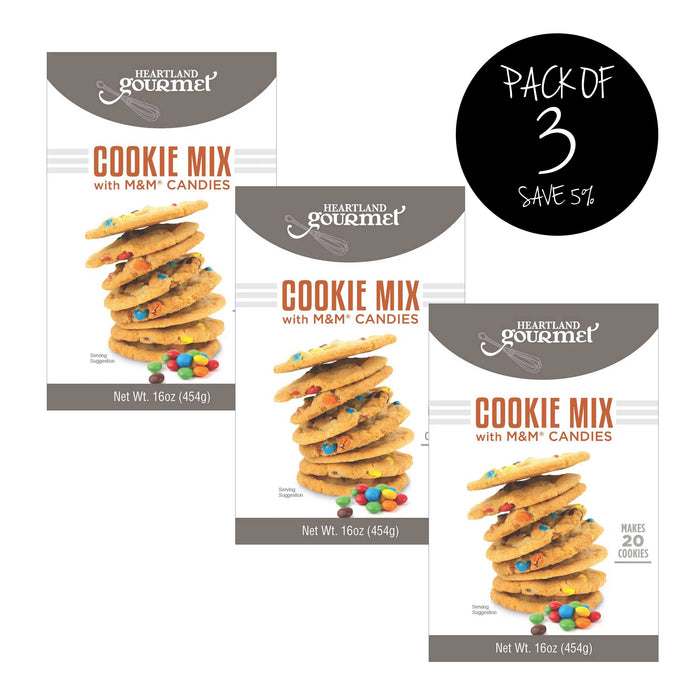 M & M Cookie Mix | Pack of 3 | 16 oz | Heartland Gourmet