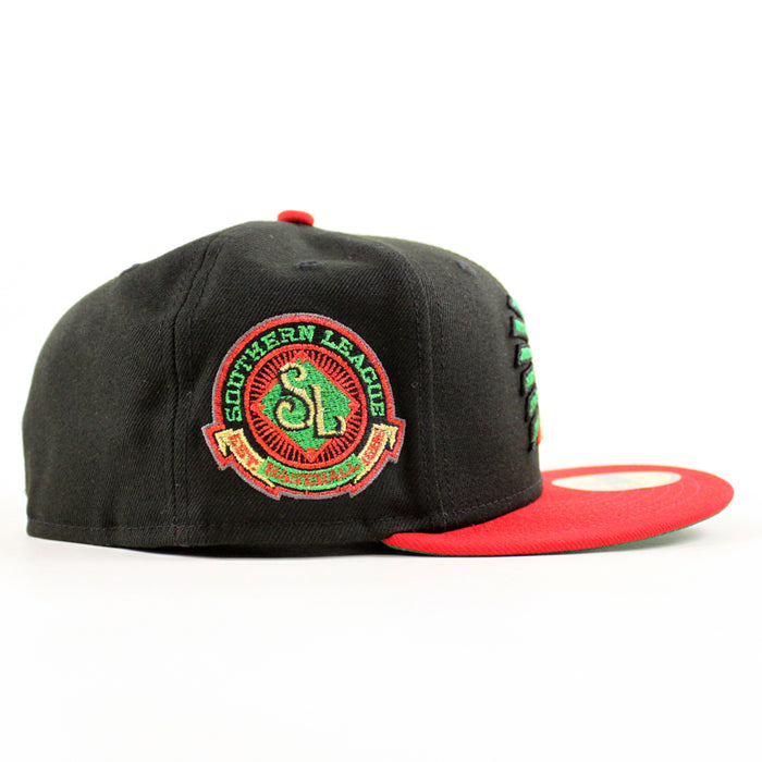 MEMPHIS CHICKS SOUTHERN LEAGUE New Era 59Fifty Fitted Hat (Black Scarlet Red Green Under Brim)