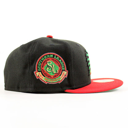 MEMPHIS CHICKS SOUTHERN LEAGUE New Era 59Fifty Fitted Hat (Black Scarlet Red Green Under Brim)