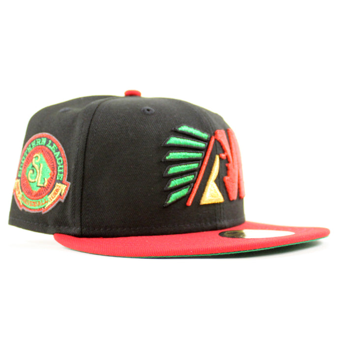 MEMPHIS CHICKS SOUTHERN LEAGUE New Era 59Fifty Fitted Hat (Black Scarlet Red Green Under Brim)