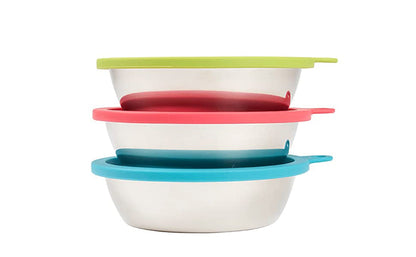 Messy Mutts Stainless Steel Bowl & Lid Set 6 Pc