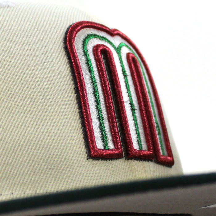 Mexico 2023 World Baseball Classic (WBC) New Era 59Fifty Fitted Hat (Chrome White Dark Green Gray Under Brim)