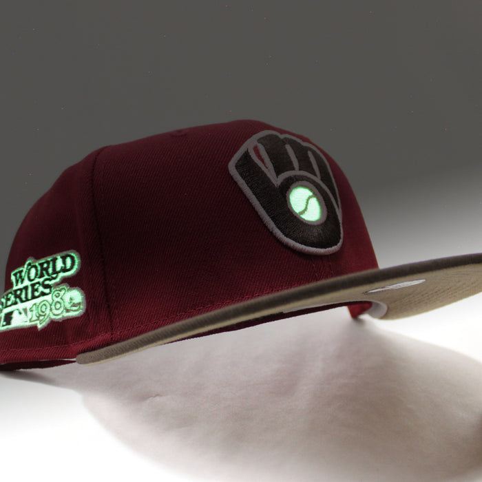 Milwaukee Brewers 1982 World Series New Era 59Fifty Fitted Hat (GITD Cardinal Brown Khaki Under Brim)
