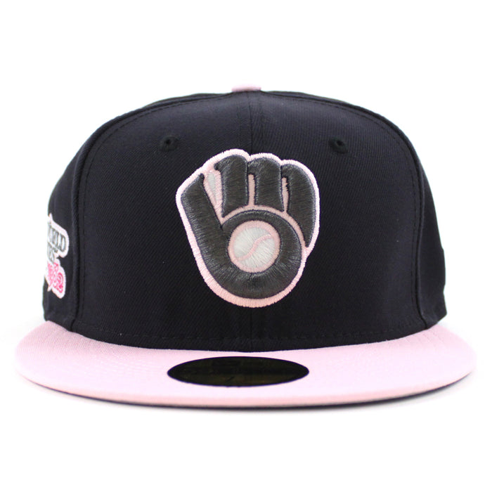 Milwaukee Brewers 1982 World Series New Era 59Fifty Fitted Hat (GITD Navy Pink Gray Under Brim)