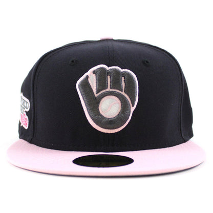 Milwaukee Brewers 1982 World Series New Era 59Fifty Fitted Hat (GITD Navy Pink Gray Under Brim)