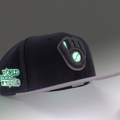 Milwaukee Brewers 1982 World Series New Era 59Fifty Fitted Hat (GITD Navy Pink Gray Under Brim)