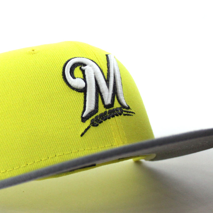 Milwaukee Brewers 2002 All Star Game New Era 59Fifty Fitted Hat (GITD Soft Yellow Stone Gray Gray Under Brim)