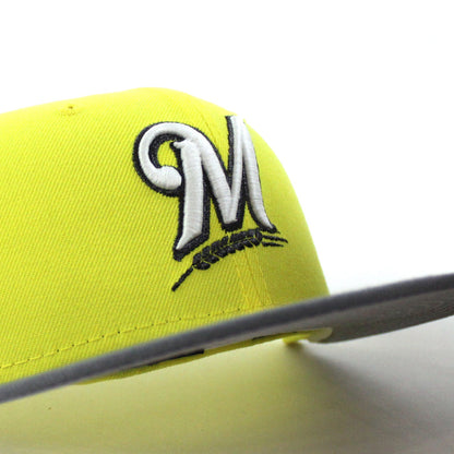 Milwaukee Brewers 2002 All Star Game New Era 59Fifty Fitted Hat (GITD Soft Yellow Stone Gray Gray Under Brim)