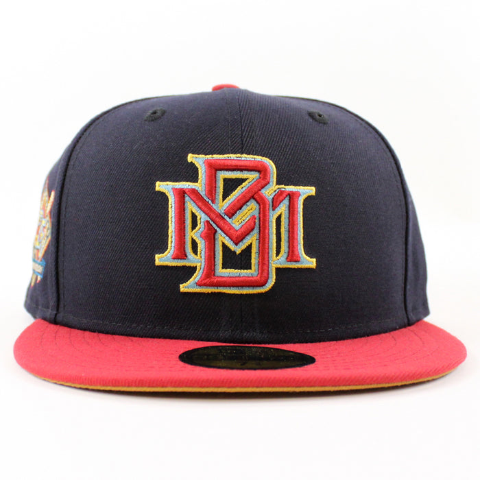 Milwaukee Brewers 25TH New Era 59Fifty Fitted Hat (Navy Pinot Red Bronze Under Brim)