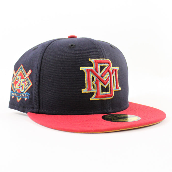 Milwaukee Brewers 25TH New Era 59Fifty Fitted Hat (Navy Pinot Red Bronze Under Brim)