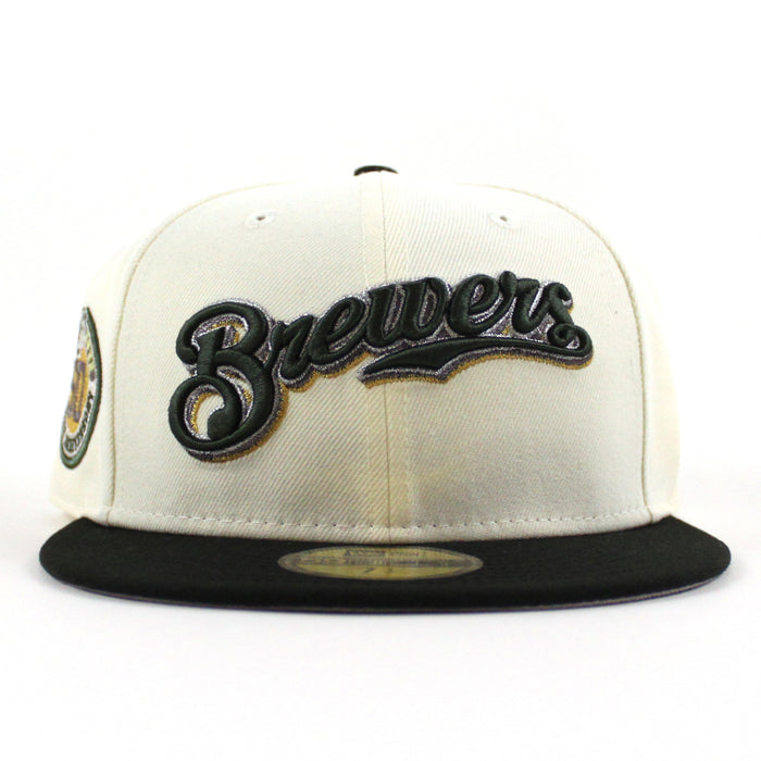 Milwaukee Brewers 50th New Era 59Fifty Fitted Hat (Chrome White Black and Gray Under Brim)